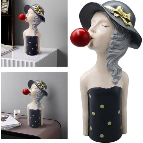 Girls Blowing Bubble Figurines Statues Resin Crafts Gift Home Office Bedroom
