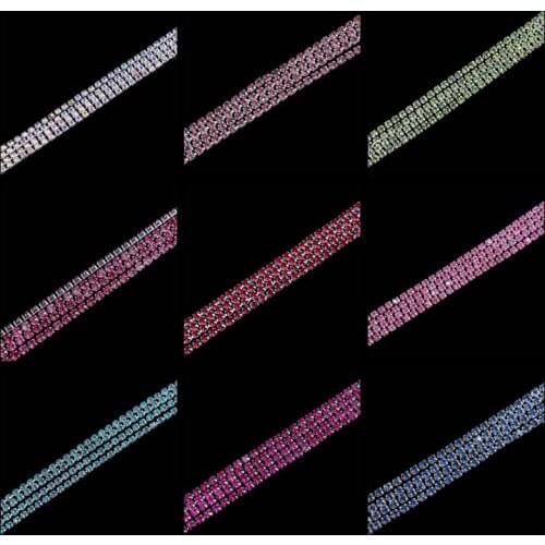 2.8MM Width Sewing Rhinestone Chain Flatback Silver Claw Crystal Sew On Rhinestones For Clothes Strass Chain Accessories Decor