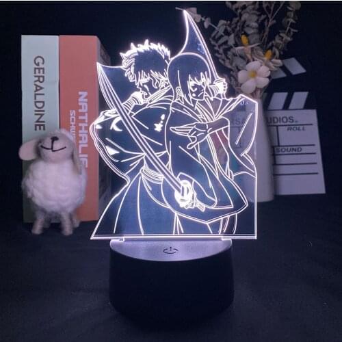 LED Anime Night Light Sakata Gintoki Yoshida Shouyou Gintama Figures for Bedroom Decor Birthday Gift Colorful Manga Nightlight