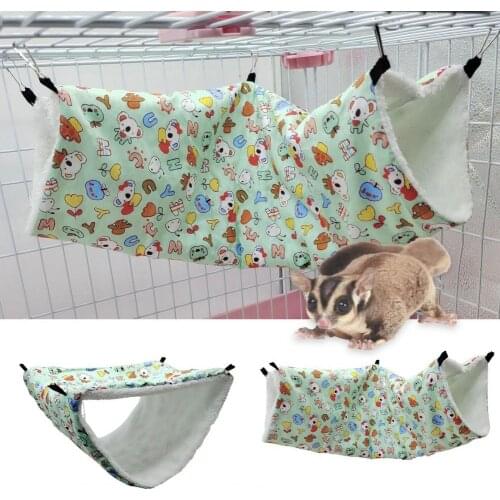 Triangle Hamster Hammock Thicken Warm Cartoon Pattern Small Animal Hanging Bed Tunnel Moisture-Proof Soft Pet Supplies