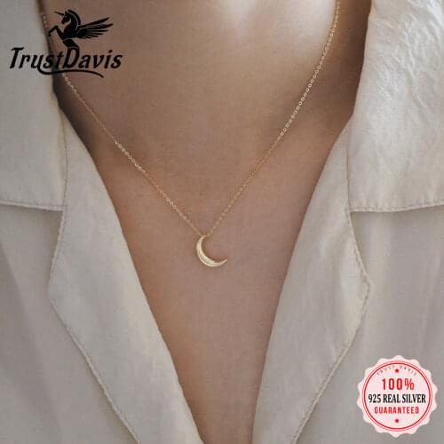 ElfoPlataSi Minimalist 925 Sterling Silver Fashion Sweet Moon Heart Pendant Necklace For Women Party 925 Necklace Jewelry DD1209