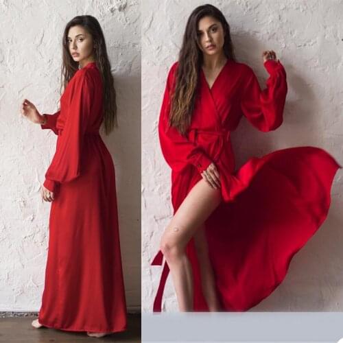 Unique Womens Bridal Gowns V Neck Long Sleeves Bathrobe Lingerie Nightgown Floor Length Pajamas Sleepwear Custom Made