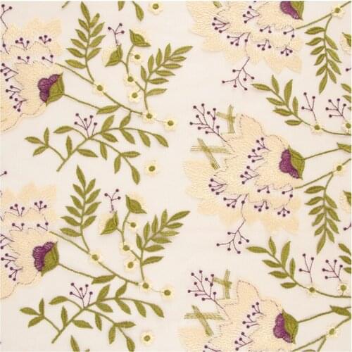 Embroidery Mesh Lace Fabric Flowers Leaves Water-Soluble Embroidery Diy Fashionable Elegant Waist Dress Fabric