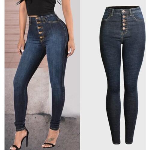Women Casual High Waist Pencil Elastic Long Skinny Jeans Female Streetwear Slim Denim Trousers Ladies Sexy Hot Strech Jean Pants