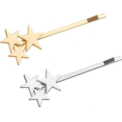 Geometric Stars Hair Clips Metal Hairpin Women Hairgrip Gold Sliver Barrettes Girls Hair Styling Accessories