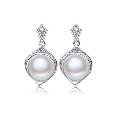 Women Gift word 925 Sterling real 925 Freshwater Pearl Earrings in 3 colors