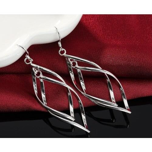 High quality 925 Sterling Silver Hanging Drop long Earrings for Woman elegant fashion party Jewelry wedding Christmas Gifts