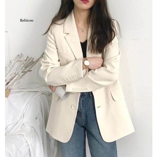 White Casual Blazer Jacket Women Autumn Office Lady Black Blazers Female Work Suit Coat Ladies Slim Outerwear