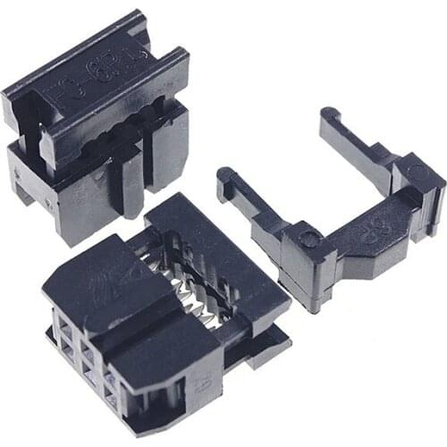 100 Pcs 0.100" 2.54mm 6 Pin dual Row IDC Connector 2 rows 6 position Rectangular Female Socket Receptacle Ribbon Cable FC-6P