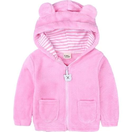 2020 Cute Infant Hooded Coral Fleece Bear Coat Jacket Men and Women Baby Zipper Sweater Childrens Autumn and Winter Cardigan