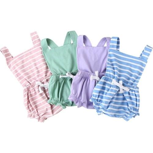 2020 Summer New Casual Newborn Baby Girls Bodysuit Infant Solid Organic Cotton Candy Colors Sleeveless Playsuit Baby Clothing