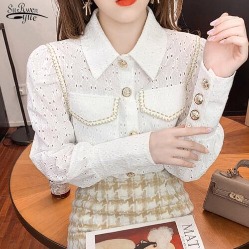 2021 Autumn Fashion Bow Tie Women Tops Single-breasted Shirts Korean New Joker Women Shirts Solid Long Sleeve Blouses 6438 50