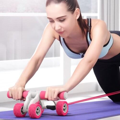 Abdominal Exercise 4 Wheel More Professional Reduce weight 4 Roller Fitness Equipment beginners add Auxiliary rope rebound