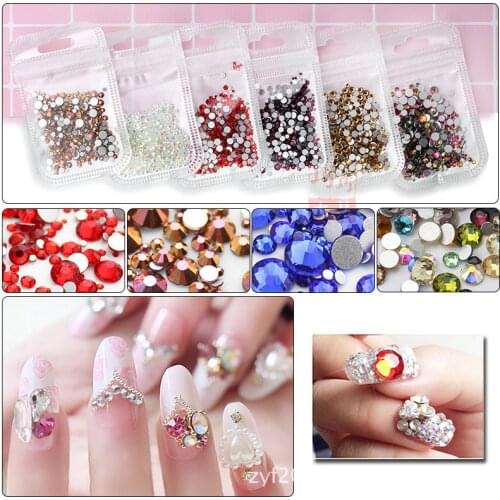 5 Gram Mix Sizes crystal rhinestones flatback glass strass Nail Art Non HotFix Rhinestones clothing Nail Art Decorations