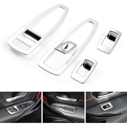 5Pcs ABS Matt Silver Chrome Door and Window Control Switch Panel Cover for BMW 3 GT X1 X2 1 3 4 Series F48 F20 F30 F31