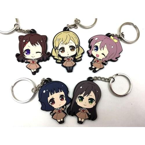 5PCS/LOT Japanese anime figure BanG Dream! rubber Silicone mobile phone charms/keychain