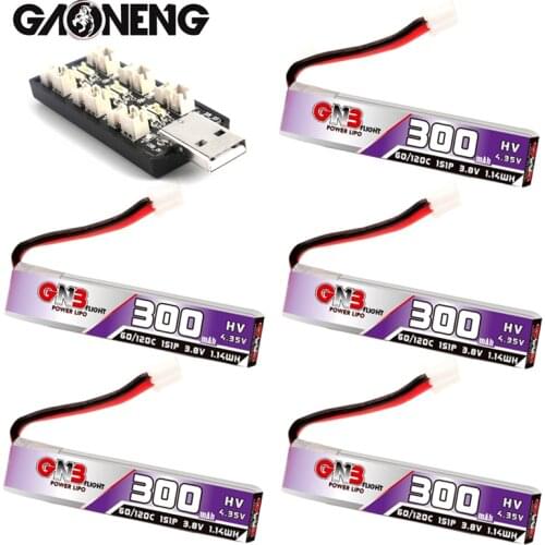 Max 120C GNB 300mAh 1S HV Lipo Battery PH2.0 With Charger for US65 UK65 Inductrix Beta65S URUAV UR65 Mobula7 Tiny Whoop Drone