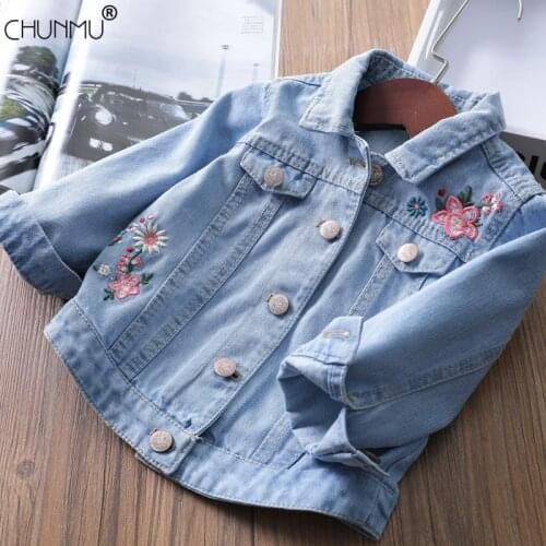 Baby Girls Coat Autumn Jackets For Girls Coat Graffiti Embroidery Denim Kids Outerwear Coat For Girls Jacket Children Clothes