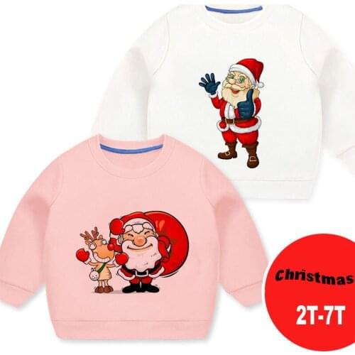 Kids Girl T Shirt Summer Baby Christmas Tops Toddler Tees Clothes Child Santa Claus Elk Cartoon T-shirts Long Sleeve Casual Wear