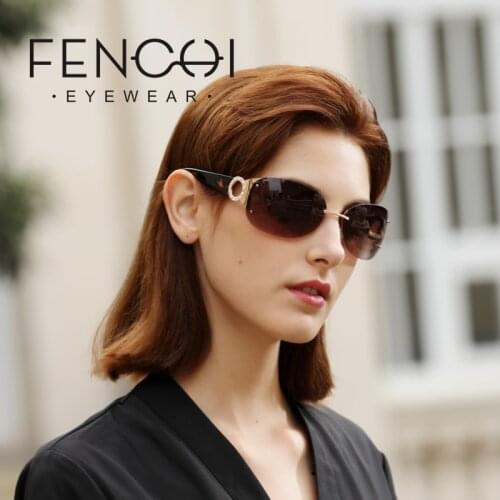 FENCHI Rhinestone Oversized Sunglasses Special Design Luxury Brand Women Anti-Reflective Pink Glasses Driving zonnebril dames