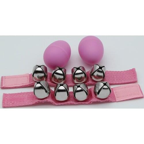 FLEOR Pack of Percussion Wrist Bells & Egg Maraca Pink Color Baby Music Instrument Toy