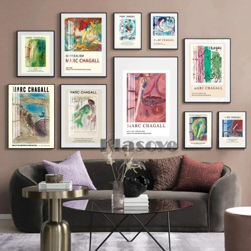 Marc Chagall Retro Art Print Canvas Painting Exhibition Museum Vintage Poster Wall Art Decor Picture Living Room Home Decoration