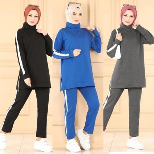 Hijab Women Tracksuit Tunic Suit Women Hijab Sport Women Tracksuit Muslim Fashion Hooded casual Dubai Islamic sportswear Arabia