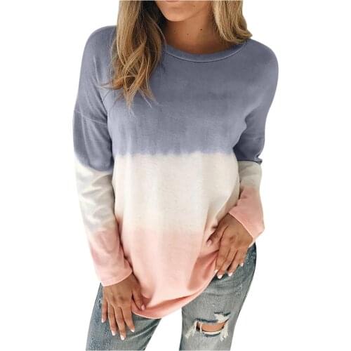 Hoodies for women Fashion Women Plus Size Tie-Dye Printed Gradient Pullover Long Sleeve Sweatshirt Top
