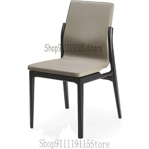 Italian Furniture Designer Dining Chair Fashion Modern Simple Ash Solid Wood Leather Chair