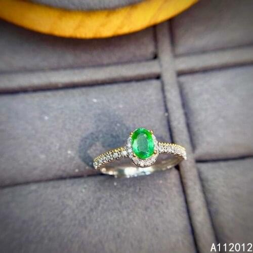 KJJEAXCMY fine jewelry S925 sterling silver inlaid natural Emerald new girl luxury ring support test Chinese style