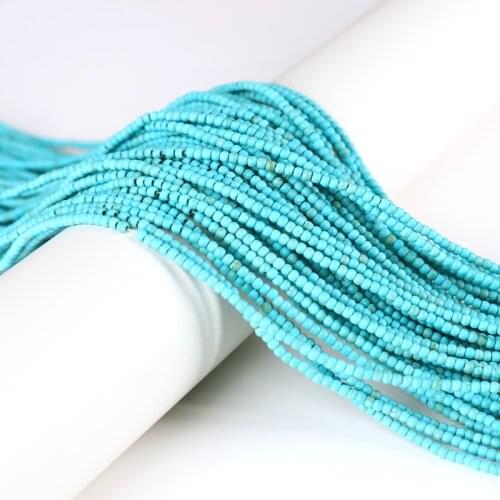 Smooth Natural Stone Small Blue Turquoises Round Loose Beads For Jewelry Making 15" Strand 2 3MM Pick Size
