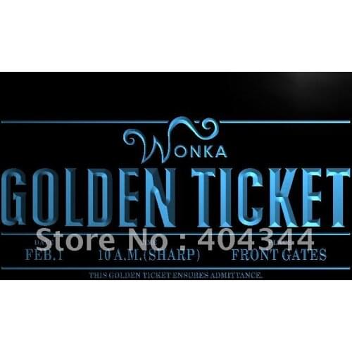 LC192- Willy Wonka Golden Ticket LED Neon Light Sign home decor crafts