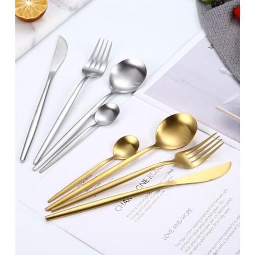 Hot Selling Gold Cutlery Set Stainless Steel Dinnerware Silverware Flatware Set Dinner Knife Fork Spoon Table Tools 4 Pcs/set
