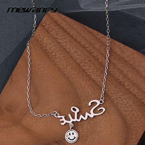 Mewanry 925 Sterling Silver Necklace for Women Trend Elegant Party Smlie Smiley Clavicle Chain Jewelry Birthday Gifts Wholesale