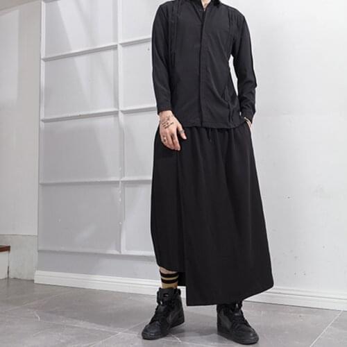 Trendy mens popular loose casual pants autumn 2020 new Korean solid color versatile wide leg Capris
