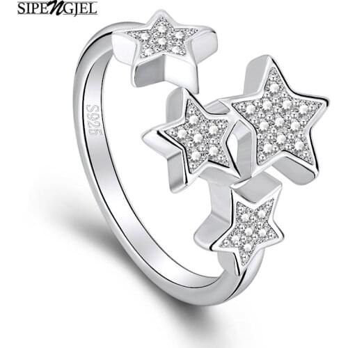 Trendy Aaa Zirconia Silver plating Small Star Open Rings High Quality Crystal Gold Rose Gold Rings For Women Jewelry 2020