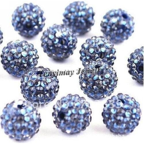 Fashion Resin Jewelry Findings 10mm Blue Shmaballa Charm Beads 50pcs/Lot