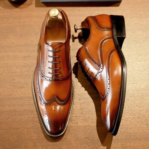 Men Shoes Business Dress Genuine Leather Shoes For Men Formal Casual Bullock Brogue Formal 2021 New Arrivals