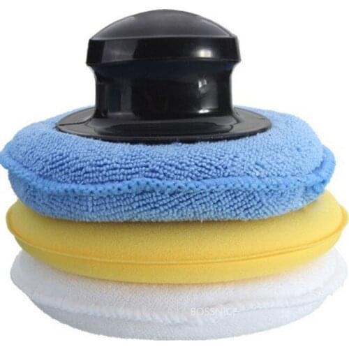 3+1 High-Density Polishing Waxing Sponge Set Microfiber Anti-Scratch Car Care Cleaning Polishing Sponge With Handle Waxing Pad