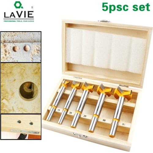 5pc Forstner Tips Hinge Boring Drill Bit Set for Carpentry Wood Window Hole Cutter Auger Wooden Drilling Dia 15 20 25 30 35mm