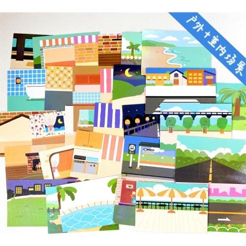15PCs Indoor Outdoor Scene Sticker Scrapbooking Handmade DIY Diary Material Deco Kawaii Stationery Sticker Aesthetics