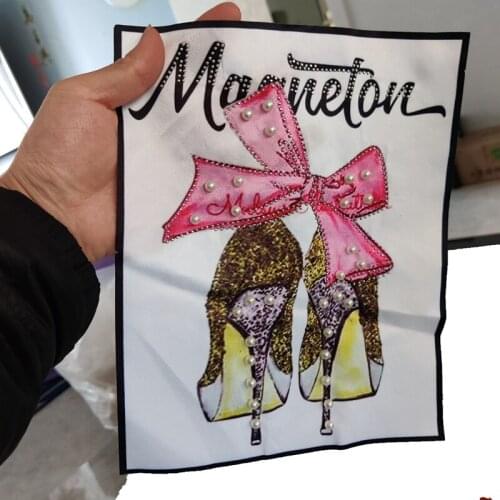 Handmade Oversize Bow High Shoes Stickers For Cloth Big Size Sewin On High-Shoe printed Embroidered Patches