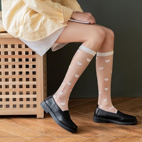 New Fashion Harajuku Crystal Silk Long Stockings Sweet Cute Girl Underwear College Student Girl Lolita Kawaii Knee High Socks