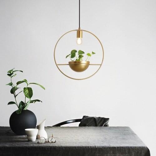 Simple Modern Led Chandelier Northern Europe Plants Golden Round Restaurant Bar shopwindow Balcony Chandelier Study Table