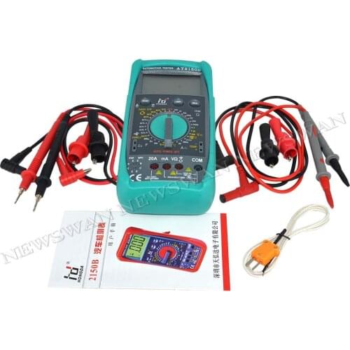 AT2150B Automotive Meter Tester Digital Multimeter Tachometer Cap Sensor w/ LCD Backlight