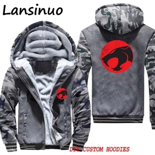 Thundercats Logo Men Thick Hoodies Winter Mens Casual Thick Warm Sweatshirts Male Hooded Pullover Tracksuits Oversize M-5XL