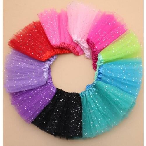 Kids Baby Star Glitter Dance Tutu Skirt For Girl Sequin 3 Layers Tulle Toddler Pettiskirt Children Chiffon 2-8T