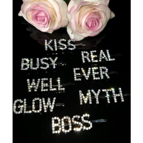 Hairpin English Letters Barrette Blingbling Personality Saying Words Women Girls Hair Clips Hairclip Hair Accessories WHOLESALE