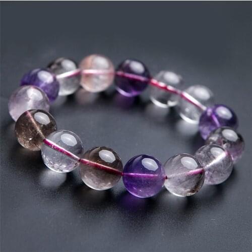 13mm Genuine Natural Super Seven Melody Stone Crystal Big Round Beads Bracelets For Women Female