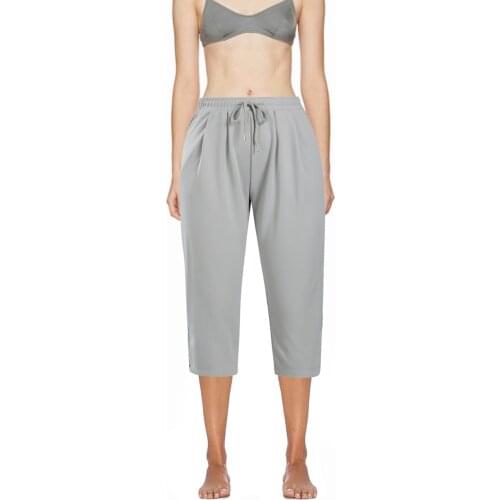 Women Summer Casual Shorts Solid Color High Waist Drawstring Cropped Pants with Pockets for Girls, 3 Colors